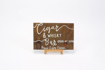Wooden sign-"Cigar + whisky bar"